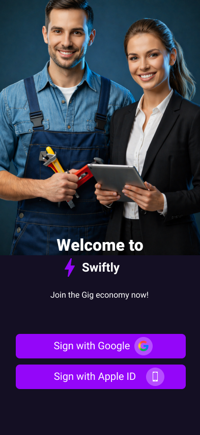 Swiftly application onboarding screen